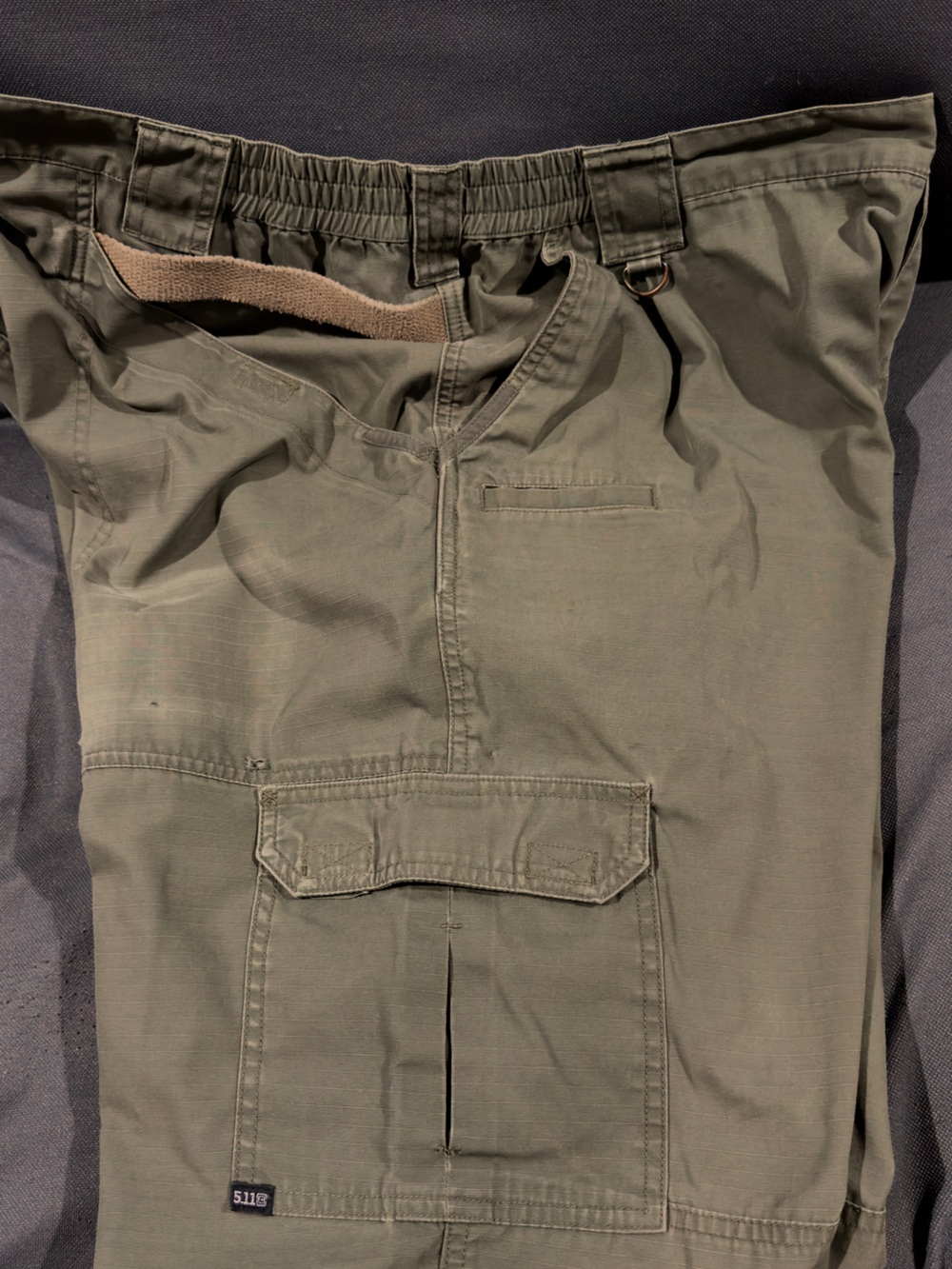 5.11 Tactical Olive Green Tactical Pants Label Close-Up